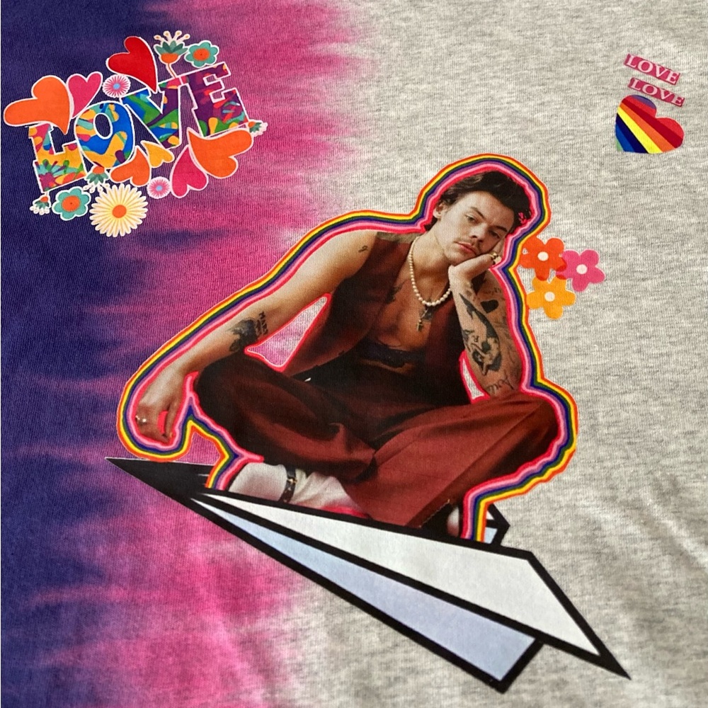 Harry Styles Paper Airplane Love Tie-Dye Women’s Crop Tee Size Juniors XL(14-16)